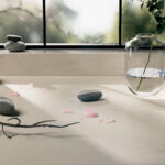 Close-up of Caesarstone 1001 Riverlet quartz worktop