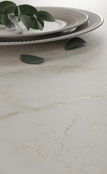 Sculpted Effect on Caesarstone Porcelain 537 Glacetta surface